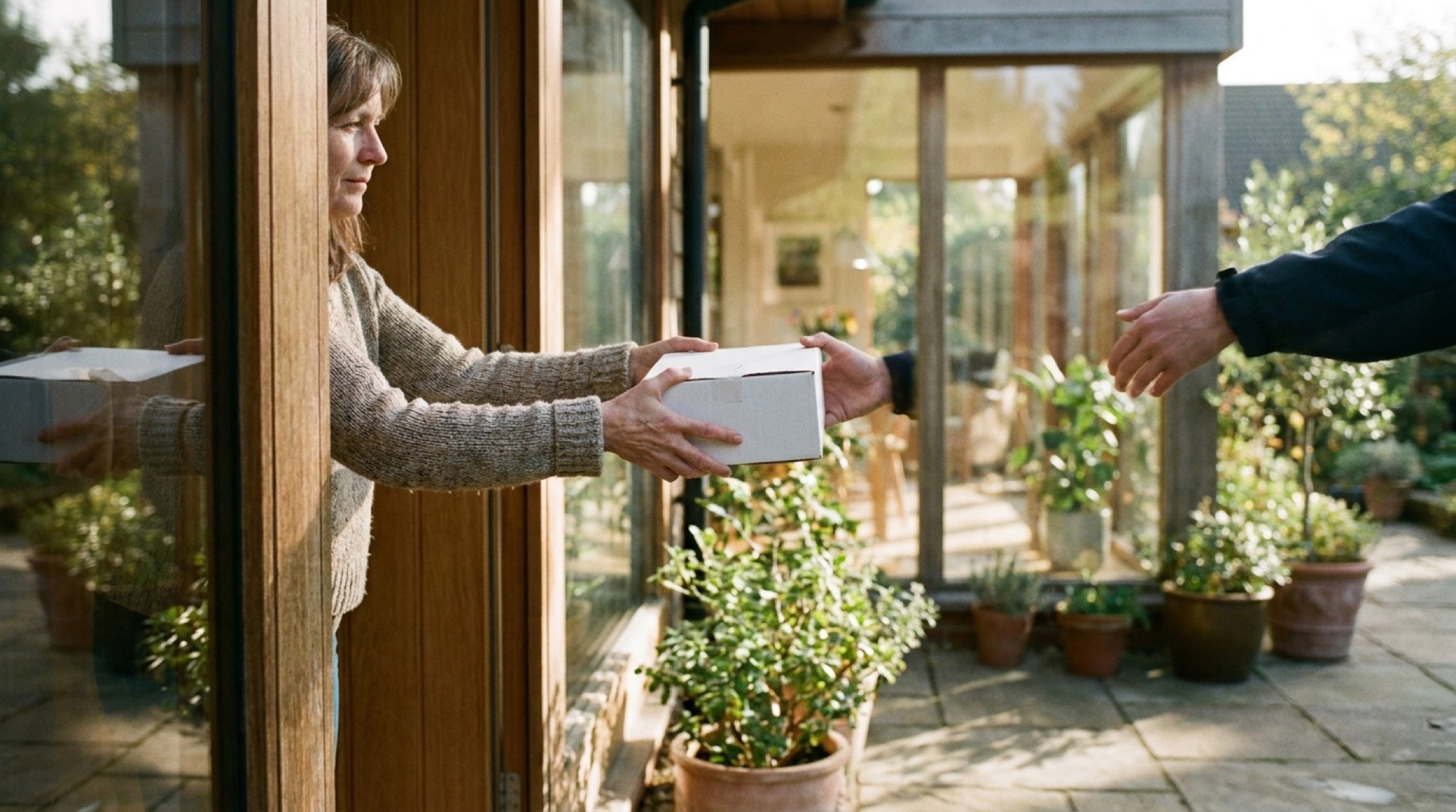 Discreet Demo Clinic shipping package on a doorstep